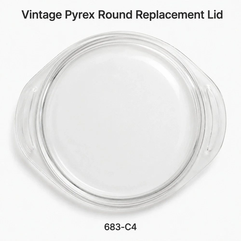 Vintage Pyrex Round Glass‎ Replacement Lid 683-C4 Clear Casserole Cover Handle